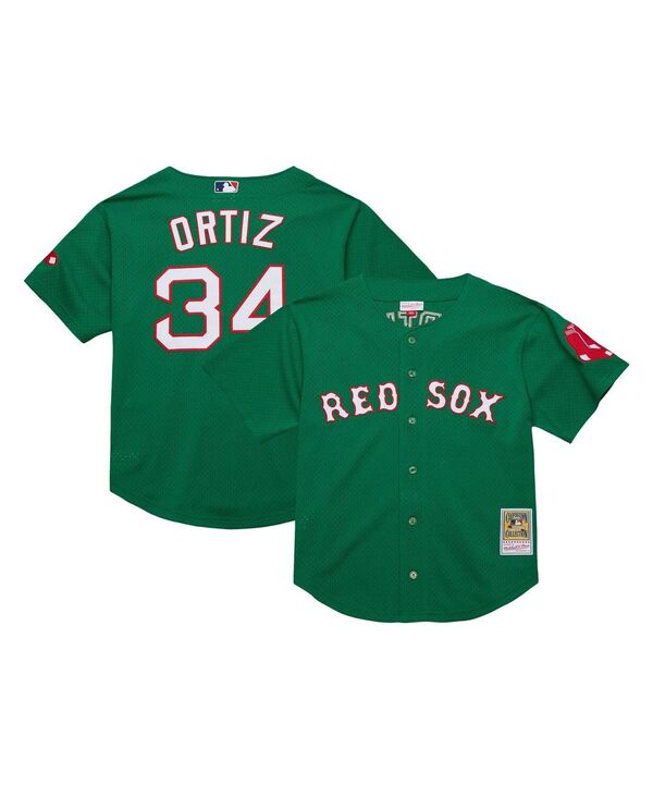 【送料無料】 ミッチェル&ネス メンズ シャツ トップス Men's David Ortiz Kelly Green Boston Red Sox Cooperstown Collection Mesh Batting Practice Jersey Kelly Green｜ReVida 店