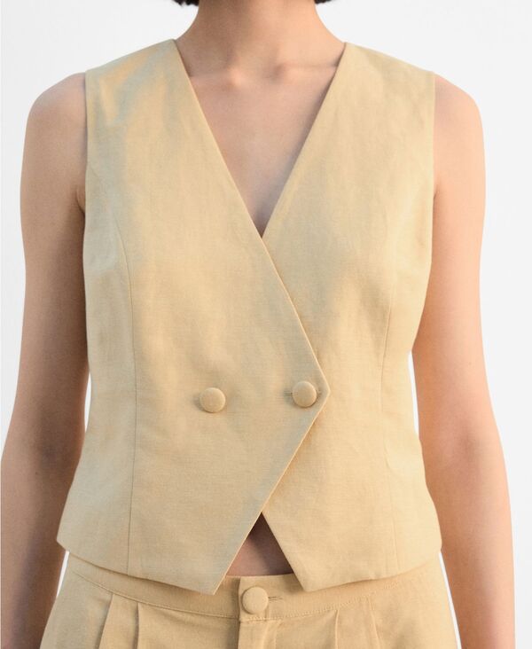 【貨物輸送無料】 マンゴ レディース 限りない トップス Women\u0027s Fitted Suit Vest Mustard トップス-レディースファッション-ベスト・ジレ