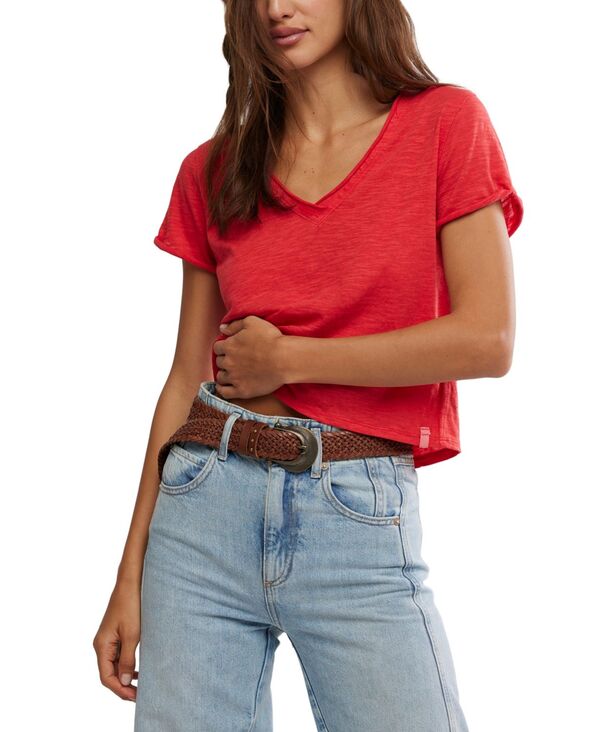【貨物輸送無料】 フリーピープル レディース ティーシャツ トップス Women\u0027s We The Free Take 2 T-Shirt Racing Red Combo Tシャツ・カットソー-レディースファッション-トップス
