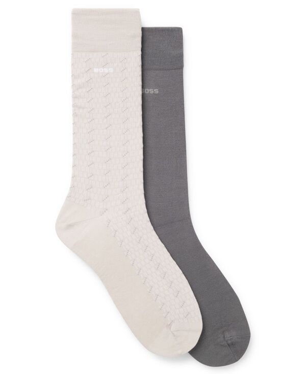 【送料無料】 ヒューゴボス メンズ 靴下 アンダーウェア Men's Pin Pattern Socks 2-Pack Cream/Gray｜ReVida 店
