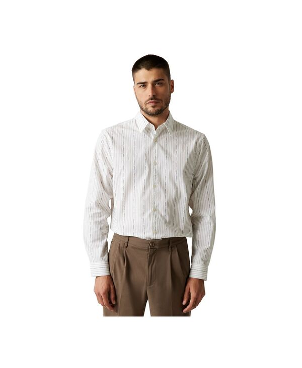 【送料無料】 ゲス メンズ シャツ トップス Men's Vertical Striped Long-Sleeve Shirt White