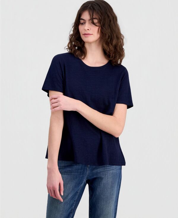 【送料無料】 エイリーンフィッシャー レディース Tシャツ トップス Women\'s Linen Jersey Crewneck T-Shirt Ink|ReVida 店