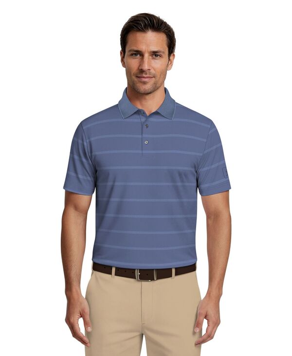 【送料無料】 ピージーエーツアー メンズ ポロシャツ トップス Men's Striped Classic-Fit Golf Polo Shirt Peacoat｜ReVida 店