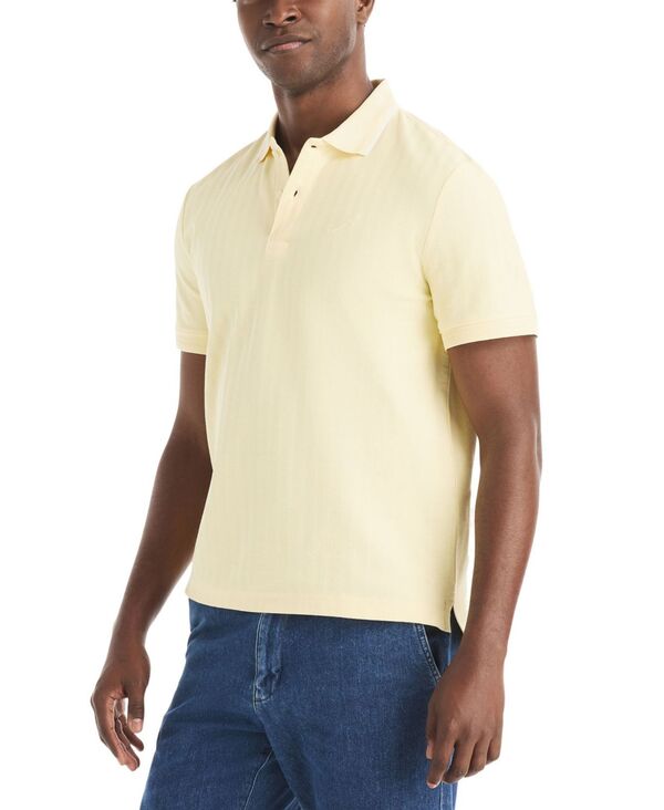 【送料無料】 ナウティカ メンズ ポロシャツ トップス Men's Herringbone Short-Sleeve Polo Shirt Soft Yellow|ReVida 店