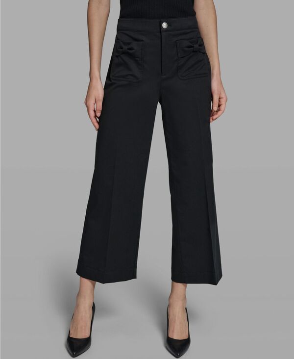 【送料無料】 カール ラガーフェルド レディース カジュアルパンツ ボトムス Women Mid-Rise Straight Bow Pocket Pants Black
