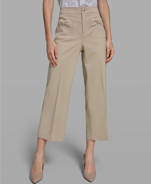 【送料無料】 カール ラガーフェルド レディース カジュアルパンツ ボトムス Women Mid-Rise Straight Bow Pocket Pants French Beige