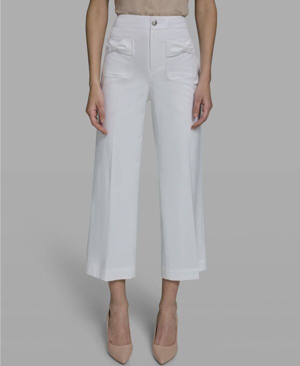 【送料無料】 カール ラガーフェルド レディース カジュアルパンツ ボトムス Women Mid-Rise Straight Bow Pocket Pants Soft White