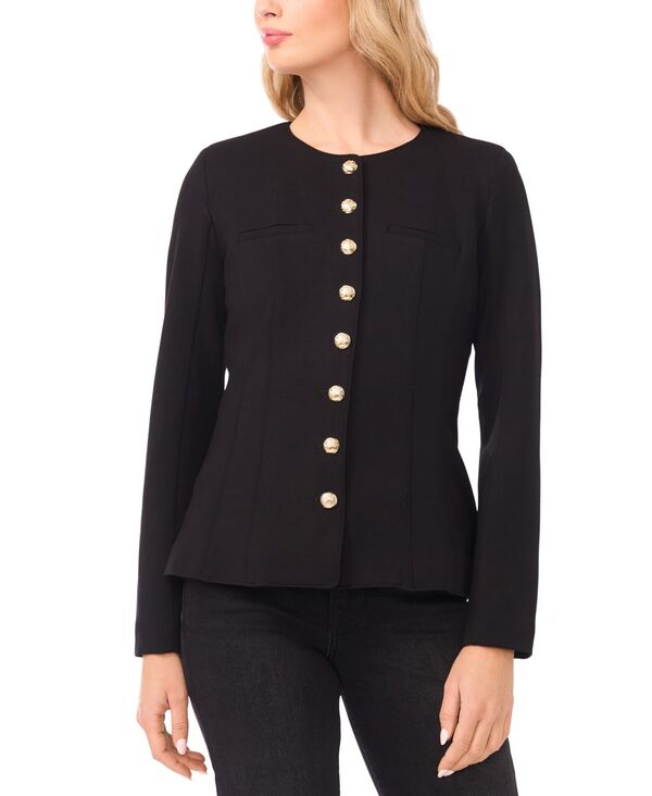 【送料無料】 セセ レディース ジャケット・ブルゾン アウター Women’s Crew Neck Long-Sleeve Ponte Jacket Rich Black