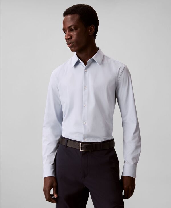 【送料無料】 カルバンクライン メンズ シャツ トップス Men's Tech Stretch Slim Button-Up Shirt Niagara Mist
