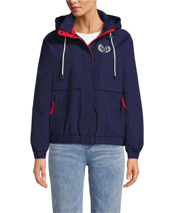 【送料無料】 ランズエンド レディース ジャケット・ブルゾン アウター Women's Squall Full Zip Jacket Navy/compass red|ReVida 店