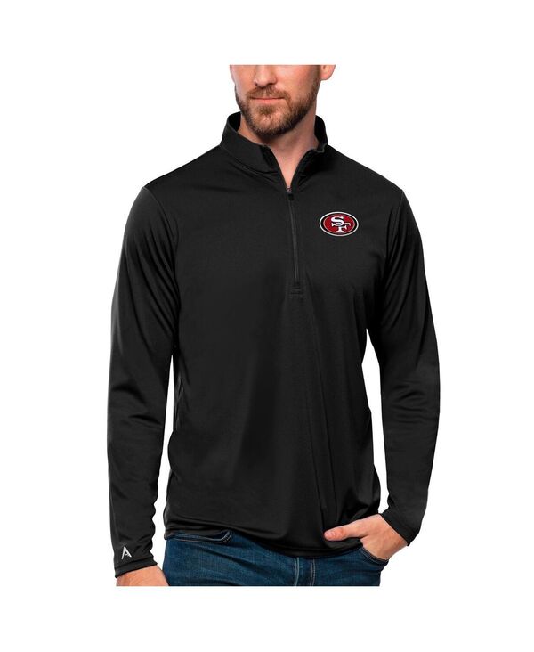 【送料無料】 アンティグア メンズ パーカー・スウェット アウター Men's Black San Francisco 49ers Tribute Quarter-Zip Lightweight Pullover Sweatshirt Black｜ReVida 店