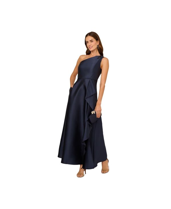 【送料無料】 アドリアナ パペル レディース ワンピース トップス Women's Embellished One-Shoulder Gown Midnight|ReVida 店
