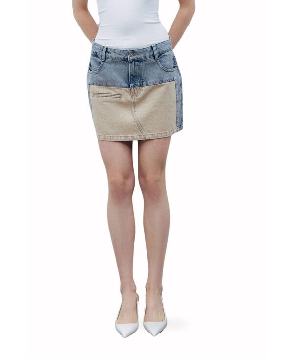 【送料無料】 ノクチューン レディース スカート ボトムス Women's Washed Mini Denim Skirt Multi-colored