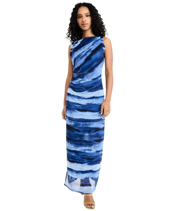 【送料無料】 ドナモーガン レディース ワンピース トップス Women's Boat-Neck Sleeveless Bodycon Dress Blue/denim