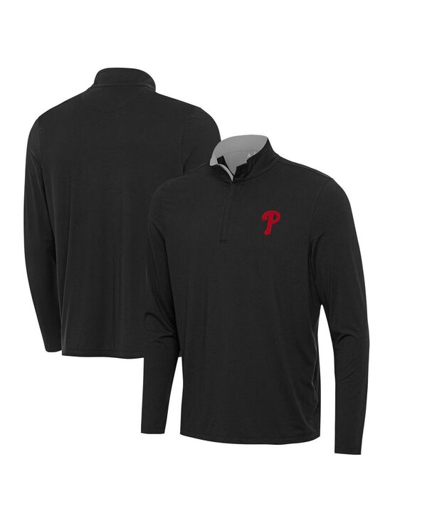 【貨物輸送無料】 アンティグア メンズ パーカー・スウェット アウター Men\u0027s Black Philadelphia Phillies Content Quarter-Zip Sweatshirt Black