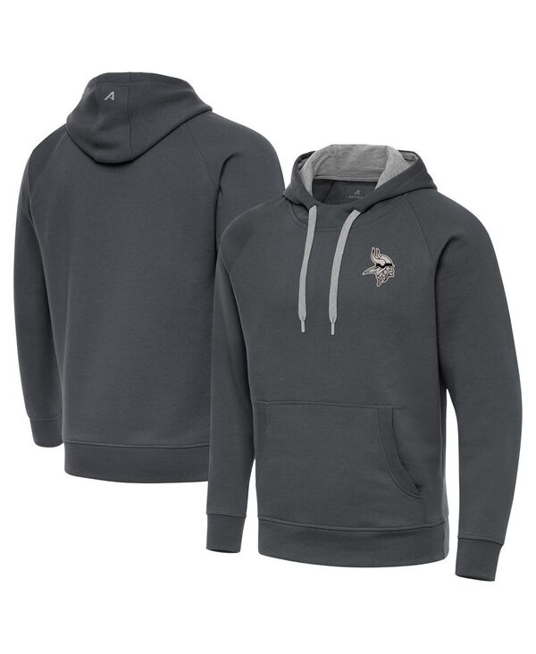 【送料無料】 アンティグア メンズ パーカー・スウェット アウター Men's Charcoal Minnesota Vikings Brushed Carbon Victory Pullover Hoodie Charcoal