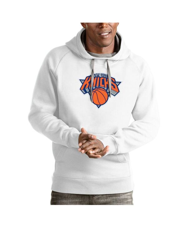 【送料無料】 アンティグア メンズ パーカー・スウェット アウター Men's White New York Knicks Team Logo Victory Pullover Hoodie White