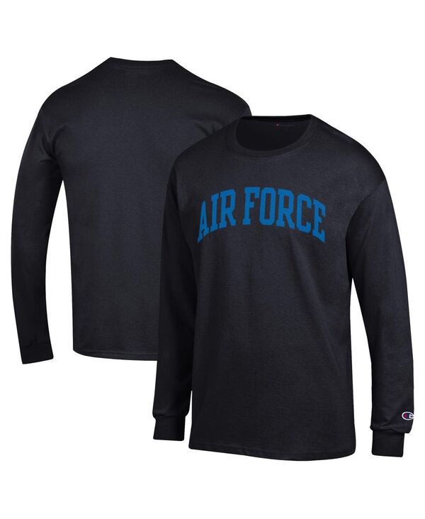 【送料無料】 チャンピオン メンズ Tシャツ トップス Men's Black Air Force Falcons Basic Arch Long Sleeve T-Shirt Black