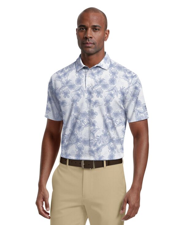 【送料無料】 ピージーエーツアー メンズ ポロシャツ トップス Men's Linear Botanical Print Polo Shirt Bright White|ReVida 店