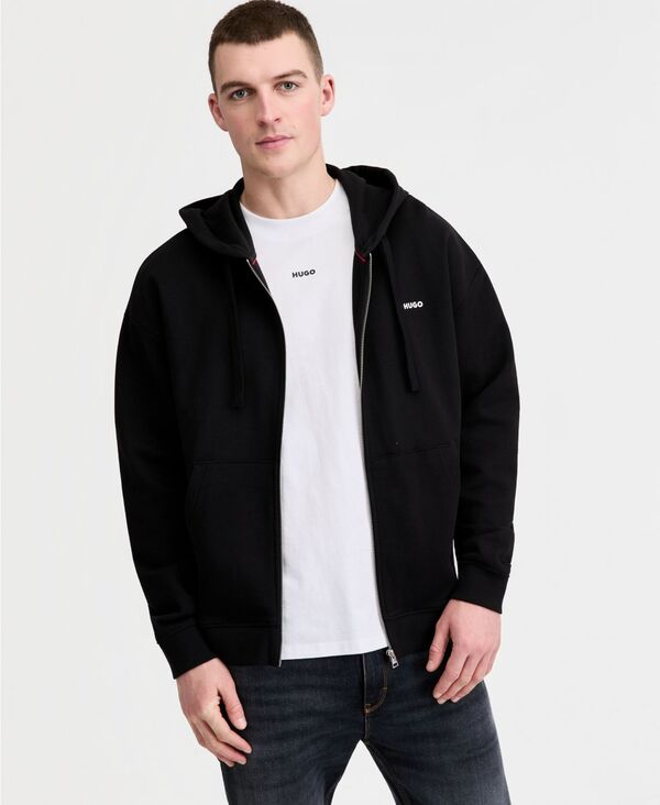 【送料無料】 ヒューゴボス メンズ パーカー・スウェット アウター Men's Dapo Logo Zip-Up Hooded Sweatshirt BLACK