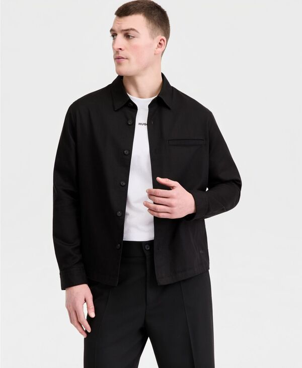 【送料無料】 ヒューゴボス メンズ シャツ トップス HUGO by Men's Enock Overshirt Black|ReVida 店