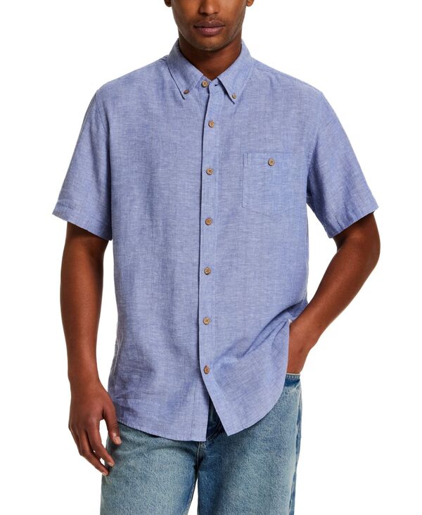 【貨物輸送無料】 ウェザープルーフ メンズ プルオーバー トップス Men\u0027s Short-Sleeve Vertical Dobby Striped Shirt Infinity Blue