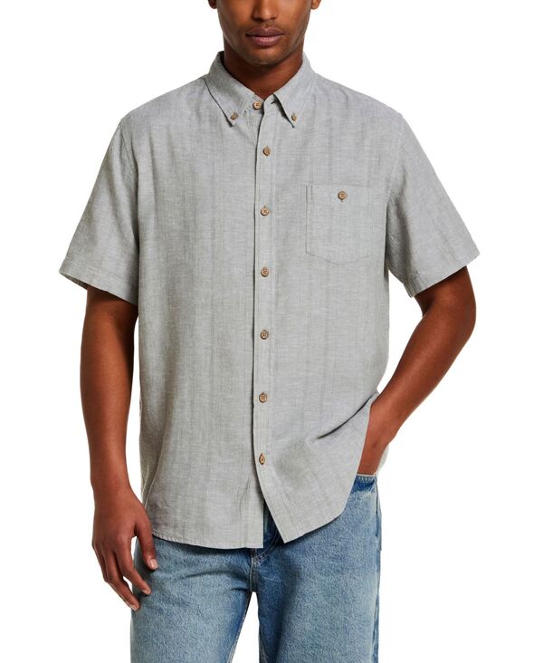 【貨物輸送無料】 ウェザープルーフ メンズ プルオーバー トップス Men\u0027s Short-Sleeve Vertical Dobby Striped Shirt Sea Grass