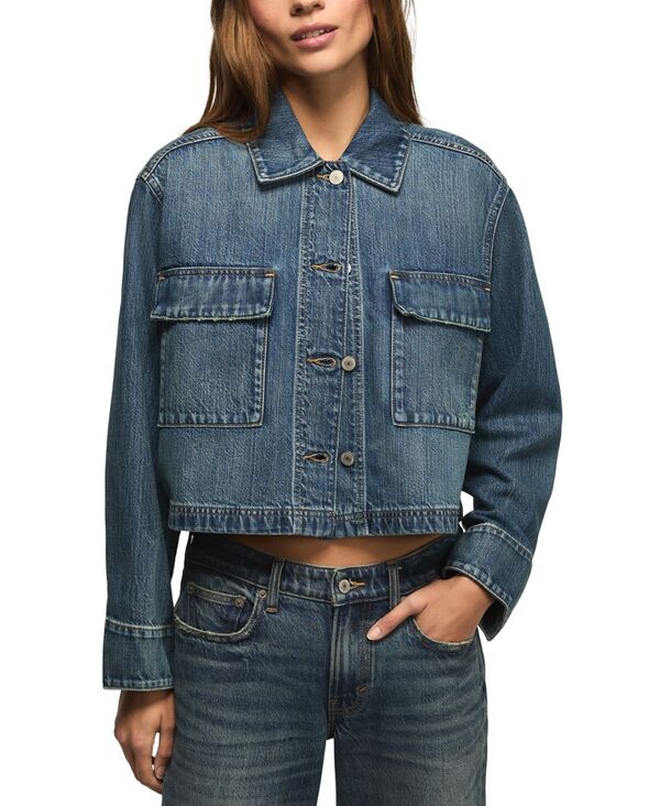 【送料無料】 ラッキーブランド レディース ジャケット・ブルゾン アウター Women's Denim Utility Long-Sleeve Jacket Glamorous Wash 20,705円