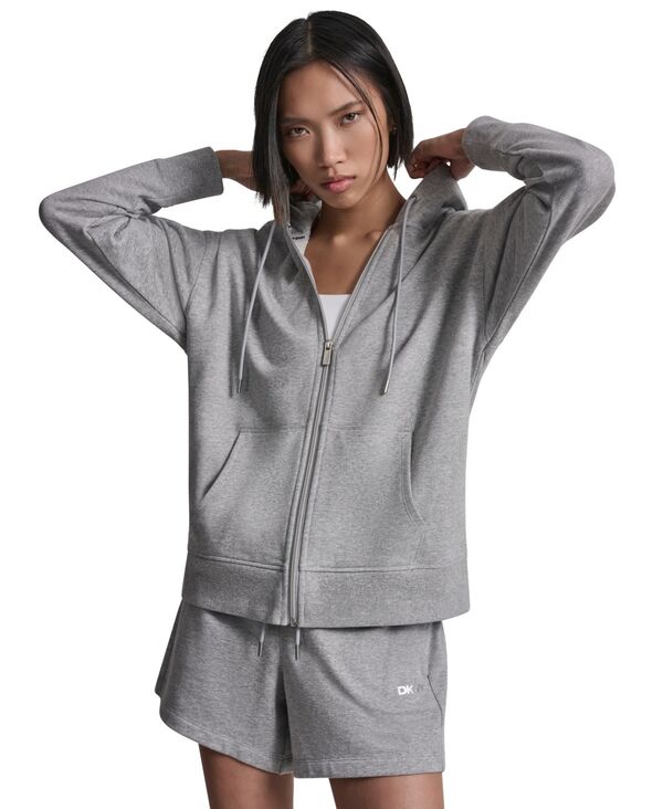 【送料無料】 ダナ キャラン ニューヨーク レディース パーカー・スウェット アウター Women's Regular-Fit Full Zip Hoodie Pearl Grey Heather/silver