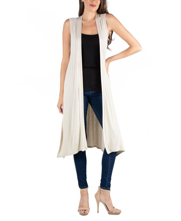 【送料無料】 24セブンコンフォート レディース ジャケット・ブルゾン アウター Sleeveless Long with Side Slit Cardigan Vest Oatmeal