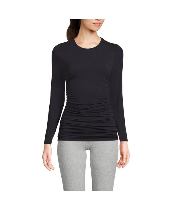 【送料無料】 ランズエンド レディース シャツ トップス Women's Power Performance Long Sleeve Fitted Tee Black