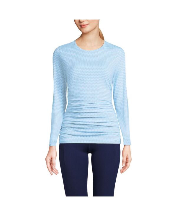 【送料無料】 ランズエンド レディース シャツ トップス Women's Power Performance Long Sleeve Fitted Tee Soft sky geo stripe