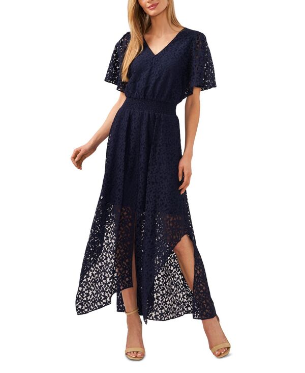 【送料無料】 セセ レディース ワンピース トップス Women's Lace Batwing Sleeve Maxi Dress Classic Navy