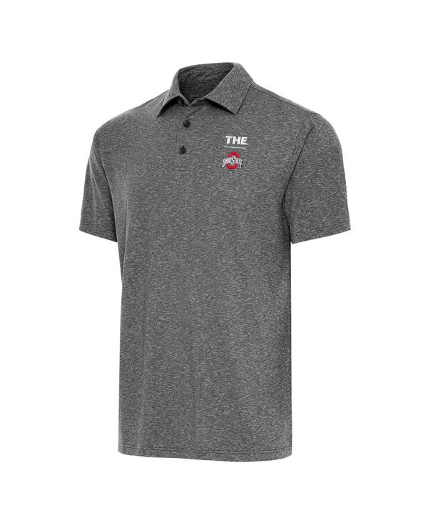 【送料無料】 アンティグア メンズ ポロシャツ トップス Men's Heather Black Ohio State Buckeyes THE Par 3 Polo Shirt Heather Black
