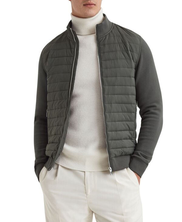 【送料無料】 レイス メンズ ジャケット・ブルゾン アウター Men's Hybrid Quilt and Interlock Zip Jacket Sage Green
