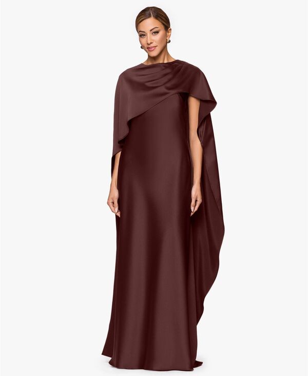 【送料無料】 エスケープ レディース ワンピース トップス Women's Long Satin Boat Neck Dress Chocolate