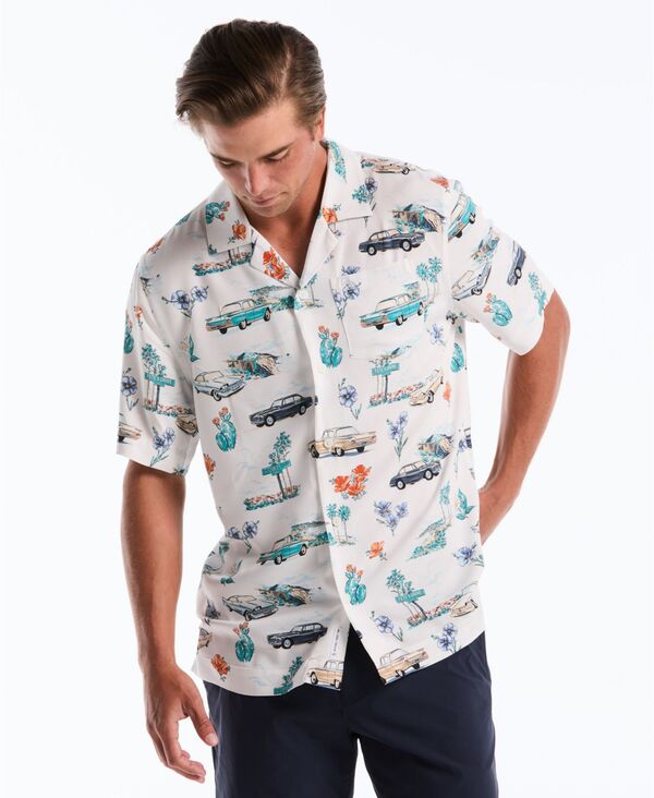 【送料無料】 オリジナルペンギン メンズ シャツ トップス Men's Car Print Camp Collar Shirt Bright White 23,100円