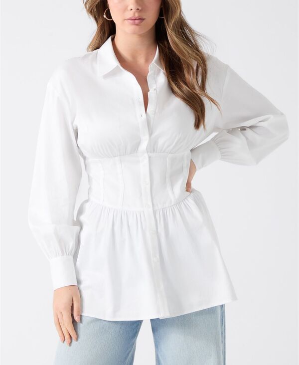 【送料無料】 ゲス レディース シャツ トップス Women's Lori Corset Shirt Top Pure White