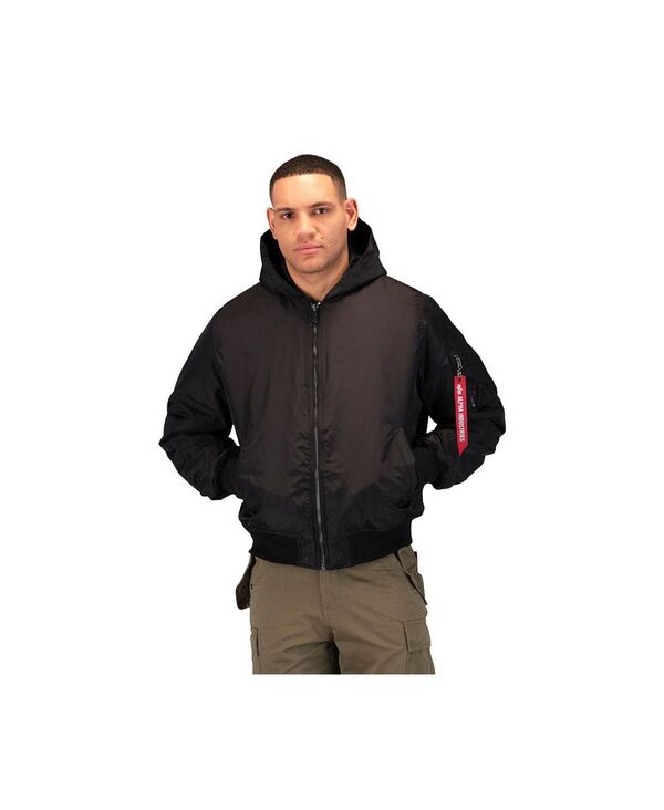 【送料無料】 アルファインダストリーズ メンズ ジャケット・ブルゾン アウター Men's Ma-1 Hooded Oxford Flight Jacket Black｜ReVida 店
