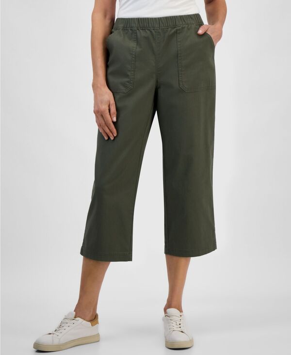 【送料無料】 スタイルアンドコー レディース カジュアルパンツ ボトムス Women's Petite Mid-Rise Pull-On Capri Pants Olive