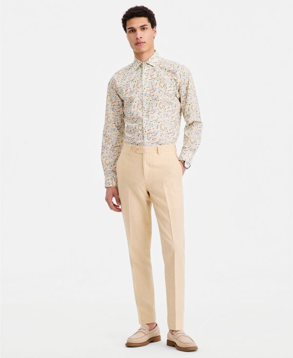 【送料無料】 バースリー メンズ カジュアルパンツ ボトムス Men's Slim-Fit Linen-Blend Suit Separates Pants Butter Yellow｜ReVida 店