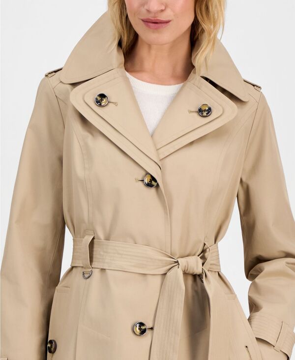 【送料無料】 ロンドンフォグ レディース ジャケット・ブルゾン アウター Women's Single-Breasted Hooded Belted Trench Coat STONE