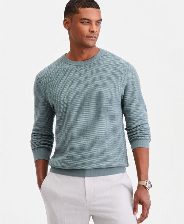 【送料無料】 アルファニ メンズ ニット・セーター アウター Men's Cotton Textured Crewneck Long-Sleeve Sweater Tusacan Sage