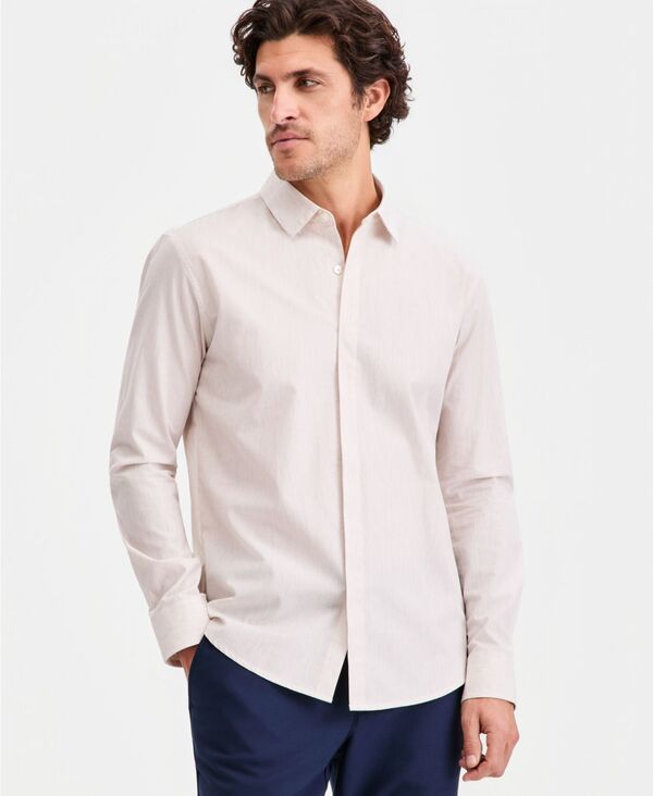 【送料無料】 アルファニ メンズ シャツ トップス Aflani Men's Luke Cotton Long-Sleeve Button Shirt Stonewall｜ReVida 店 9,571円