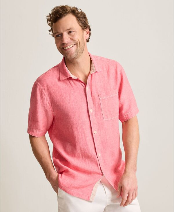 【送料無料】 トッミーバハマ メンズ シャツ トップス Men's 100% Linen Short-Sleeve Paradise Breezer Shirt Paradise Pink