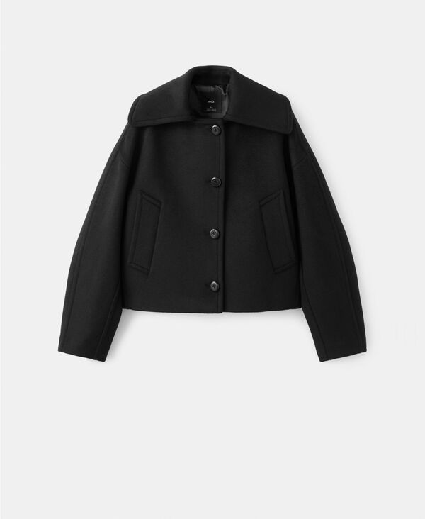 【貨物輸送無料】 マンゴ レディース 上衣・上衣 アウター Women\u0027s Shirt Collar Wool Jacket Black レディースファッション-コート・ジャケット