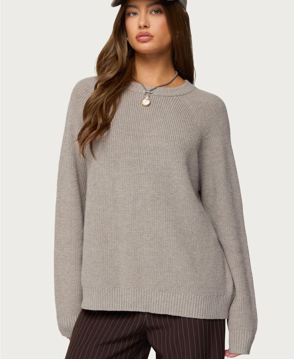 【送料無料】 アディクテッド レディース ニット・セーター アウター Women's Lavonne Oversized Knit Raglan Sweater grey