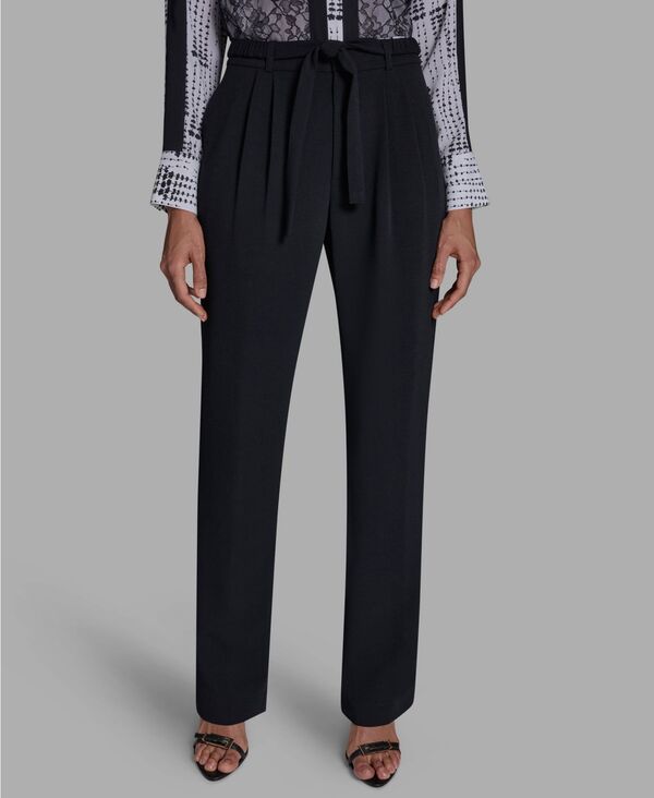 【送料無料】 ビーシビージー レディース カジュアルパンツ ボトムス Women's Mid-Rise Tie-Waist Pleated Straight Leg Pants Black 22,960円