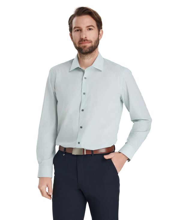 【送料無料】 アルファニ メンズ シャツ トップス Men's Geometric Pattern Spread-Collar Dress Shirt Jade