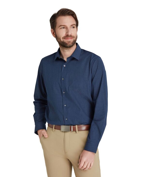 【送料無料】 アルファニ メンズ シャツ トップス Men's Slim-Fit Grid Dress Shirt Navy